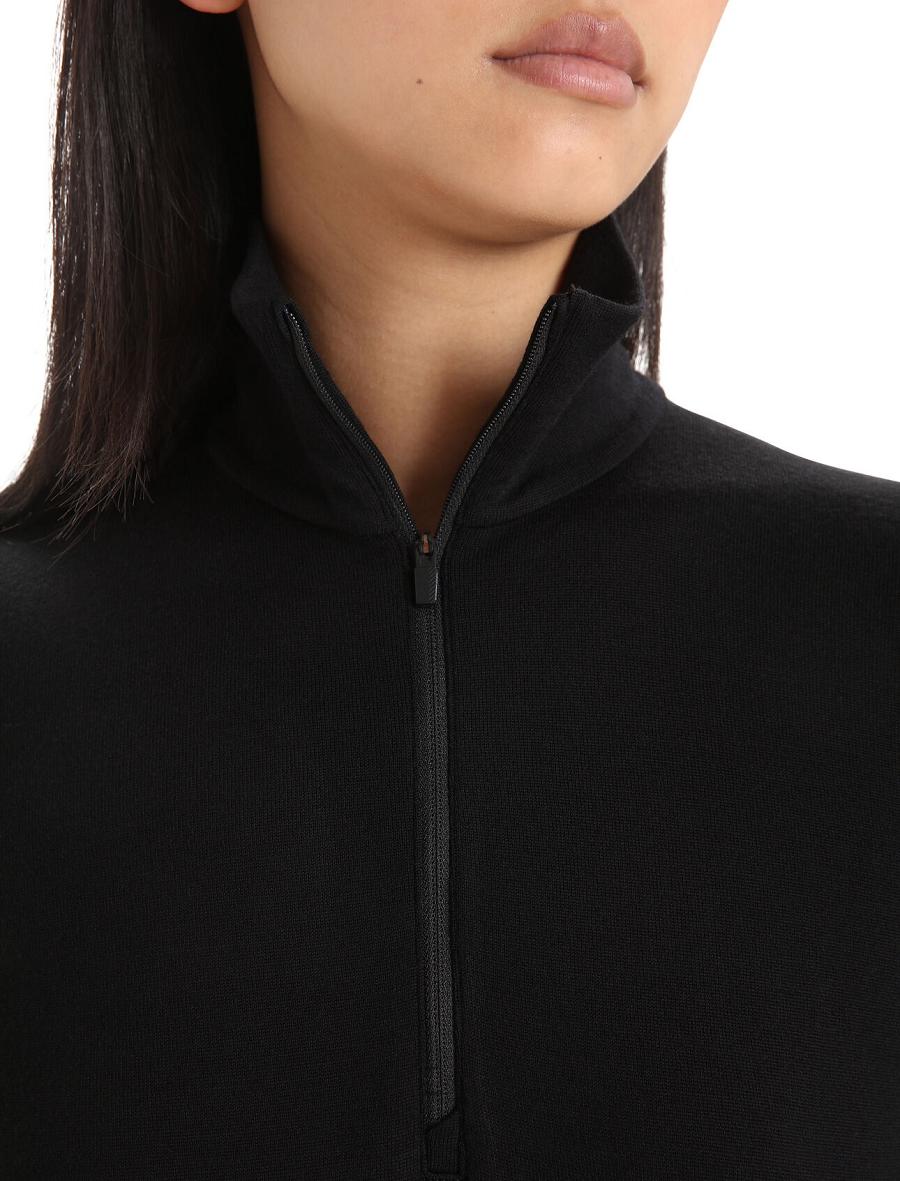 Black Icebreaker Merino 260 Tech Long Sleeve Half Zip Thermal Top Women's Base Layers | AU 1915FDNM